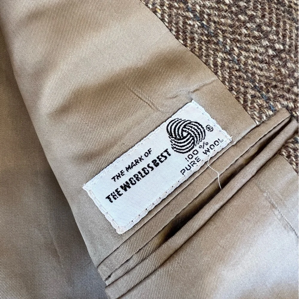 Vintage Harris Tweed Sport Coat Mens Brown‎ Herringbone Blazer Size L Academia